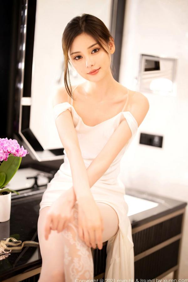 小夕juju   MyGirl美媛馆-552-小夕Juju-纯白新娘礼服诱惑写真，修长美腿演绎极致丝袜视觉盛宴，江浙沪旅拍唯美浪漫风格第46张图片