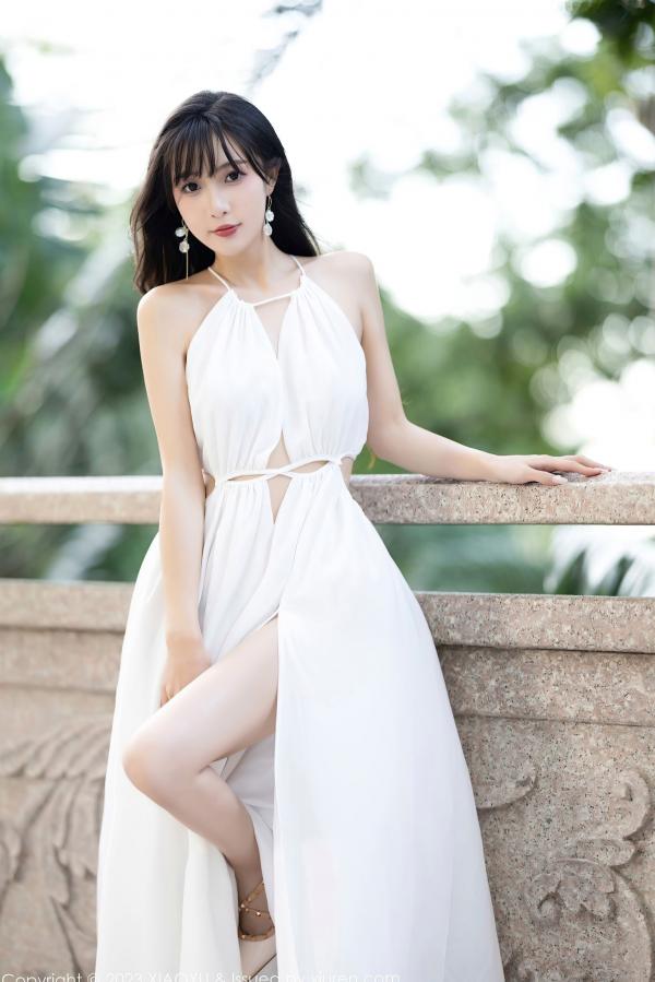 林星阑   XiaoYu语画界-1161-林星阑-纯净白色长裙与黑色系绑带私房诱惑-极致魅力写真第5张图片