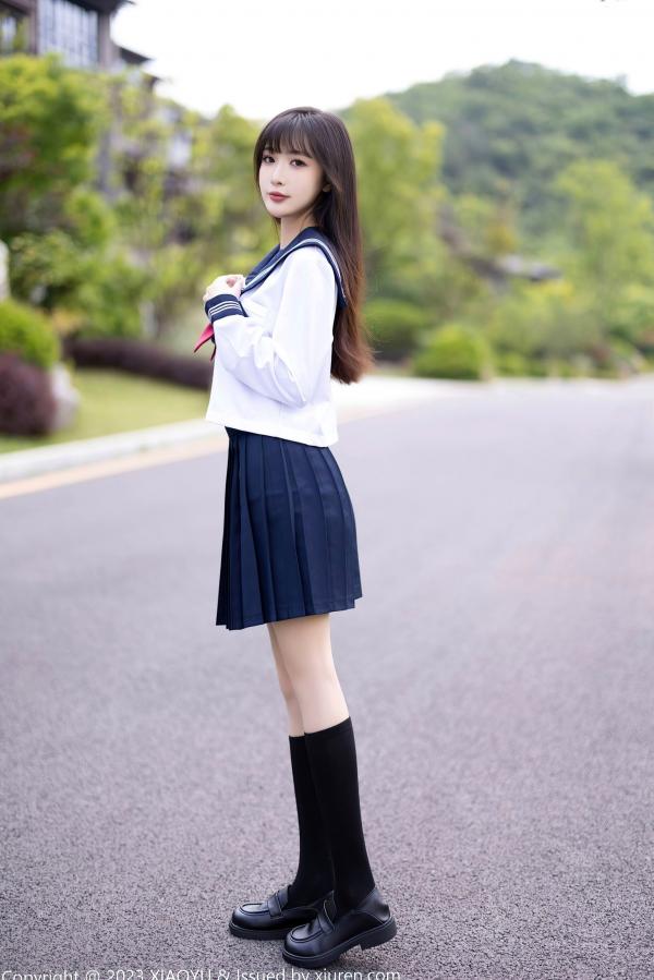林星阑   XiaoYu语画界1045：林星阑贵州旅拍，穿搭清纯日系校服与修身死库水，大长腿极致吸睛，气质甜美初恋感满满第7张图片