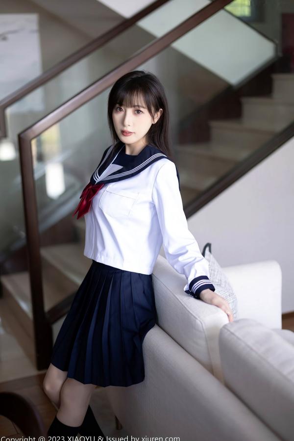 林星阑   XiaoYu语画界1045：林星阑贵州旅拍，穿搭清纯日系校服与修身死库水，大长腿极致吸睛，气质甜美初恋感满满第10张图片