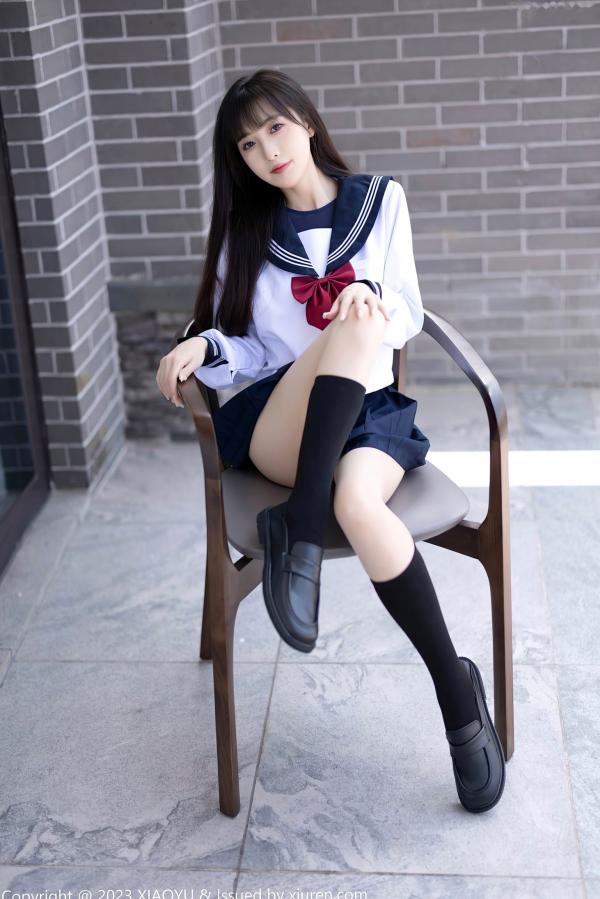 林星阑   XiaoYu语画界1045：林星阑贵州旅拍，穿搭清纯日系校服与修身死库水，大长腿极致吸睛，气质甜美初恋感满满第14张图片
