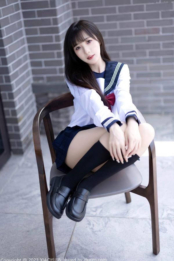 林星阑   XiaoYu语画界1045：林星阑贵州旅拍，穿搭清纯日系校服与修身死库水，大长腿极致吸睛，气质甜美初恋感满满第17张图片