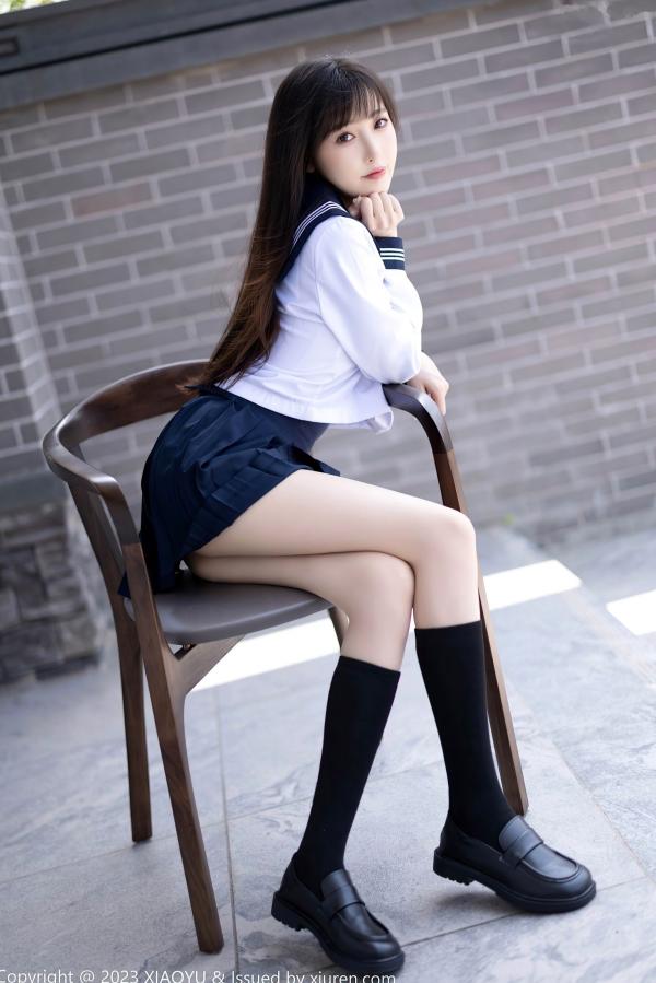 林星阑   XiaoYu语画界1045：林星阑贵州旅拍，穿搭清纯日系校服与修身死库水，大长腿极致吸睛，气质甜美初恋感满满第18张图片