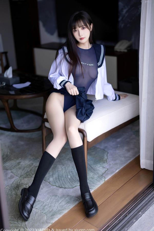 林星阑   XiaoYu语画界1045：林星阑贵州旅拍，穿搭清纯日系校服与修身死库水，大长腿极致吸睛，气质甜美初恋感满满第34张图片