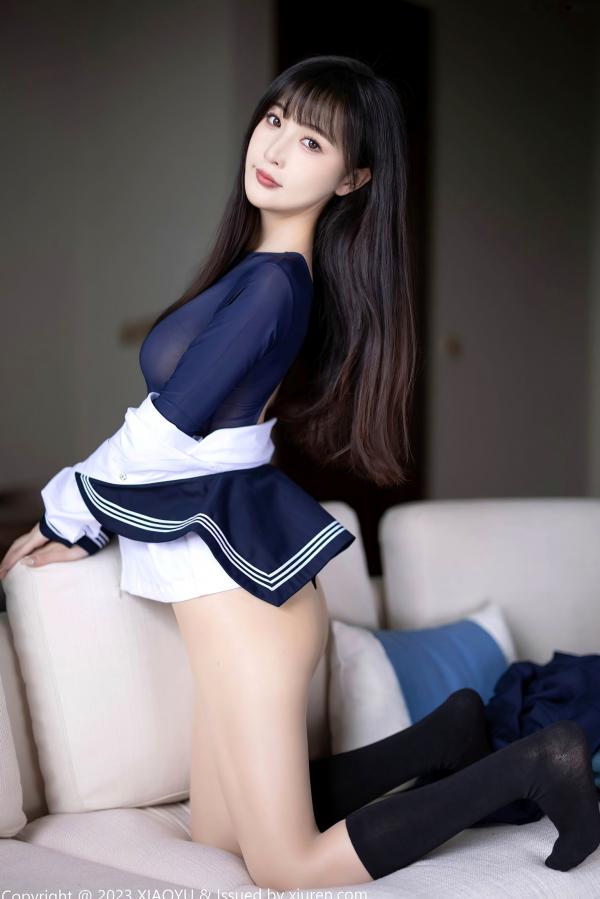 林星阑   XiaoYu语画界1045：林星阑贵州旅拍，穿搭清纯日系校服与修身死库水，大长腿极致吸睛，气质甜美初恋感满满第53张图片