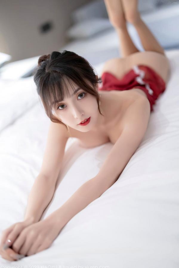 林星阑   XiaoYu语画界-769-林星阑-红色性感吊带服饰私房写真-修长美腿诱惑丝袜-2022.05.04第75张图片