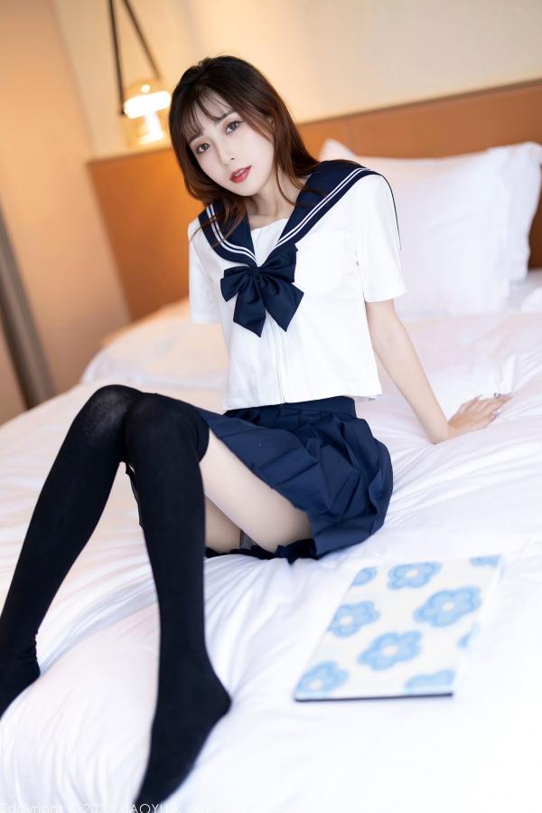 林星阑   XiaoYu语画界-726-林星阑-JK制服黑丝袜蕾丝内衣-2022.03.01第5张图片