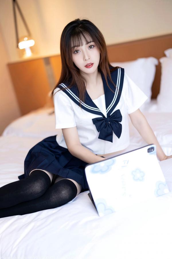 林星阑   XiaoYu语画界-726-林星阑-JK制服黑丝袜蕾丝内衣-2022.03.01第7张图片