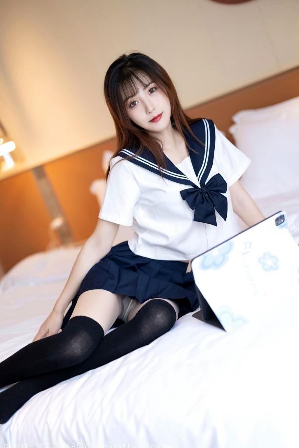 林星阑   XiaoYu语画界-726-林星阑-JK制服黑丝袜蕾丝内衣-2022.03.01第9张图片