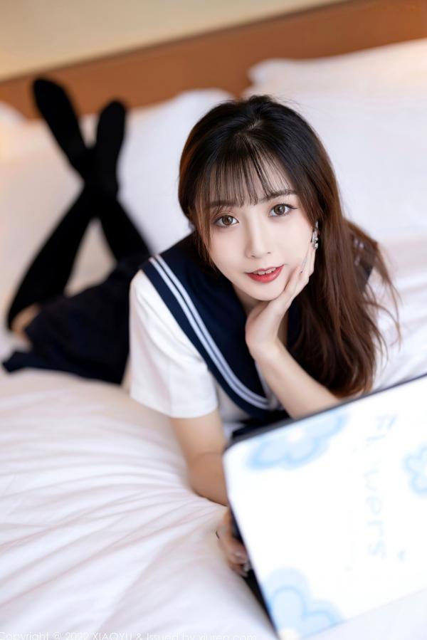 林星阑   XiaoYu语画界-726-林星阑-JK制服黑丝袜蕾丝内衣-2022.03.01第14张图片
