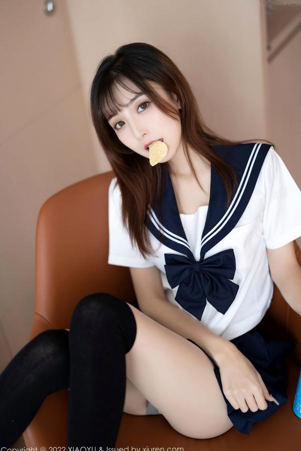 林星阑   XiaoYu语画界-726-林星阑-JK制服黑丝袜蕾丝内衣-2022.03.01第23张图片