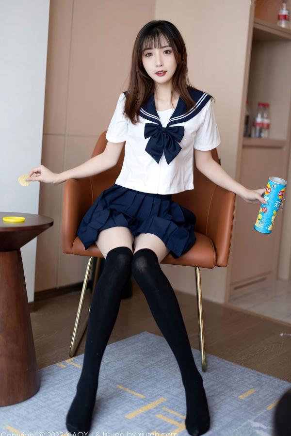 林星阑   XiaoYu语画界-726-林星阑-JK制服黑丝袜蕾丝内衣-2022.03.01第24张图片