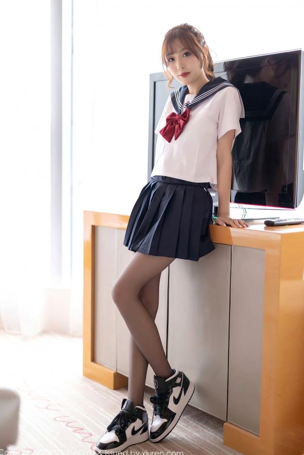 林星阑   林星阑JK制服黑丝诱惑视觉大片：清纯少女与性感的灵动碰撞，极致展现迷人身材与诱惑美腿，语画界精品呈现第4张图片