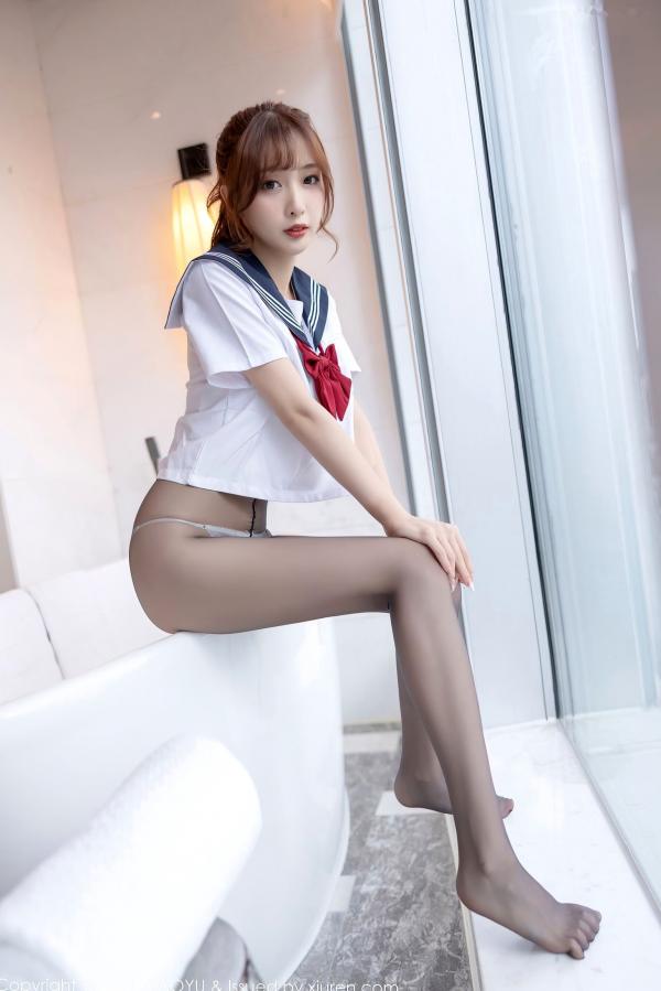 林星阑   林星阑JK制服黑丝诱惑视觉大片：清纯少女与性感的灵动碰撞，极致展现迷人身材与诱惑美腿，语画界精品呈现第45张图片
