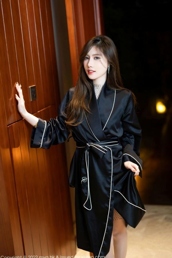 美桃酱   MyGirl美媛馆-628-美桃酱：极致诱惑，黑丝蕾丝透视渔网情趣内衣私房写真第6张图片