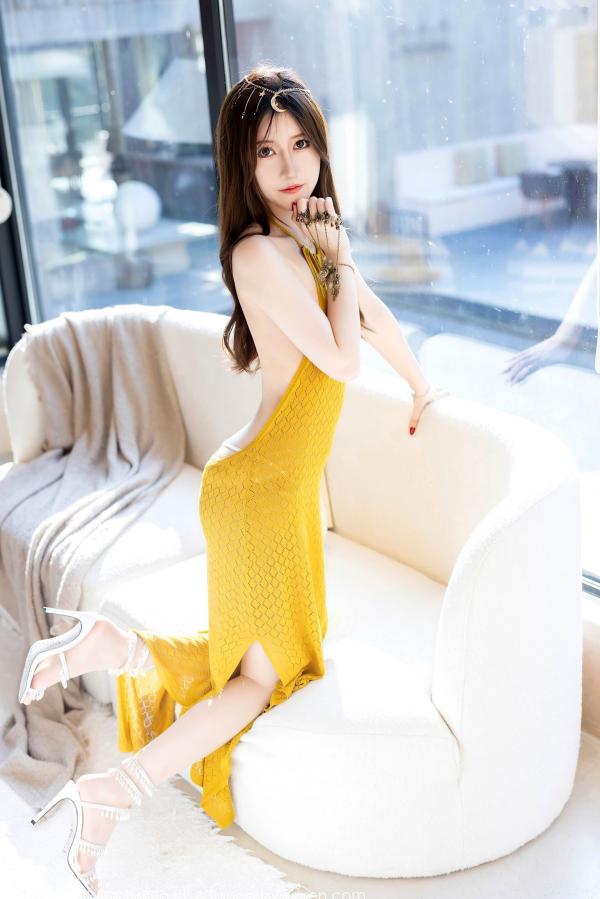 美桃酱   MyGirl美媛馆-605-美桃酱-长三角旅拍土黄缕空露背长裙-气质女神极致诱惑性感私房照-2021.10.18第20张图片