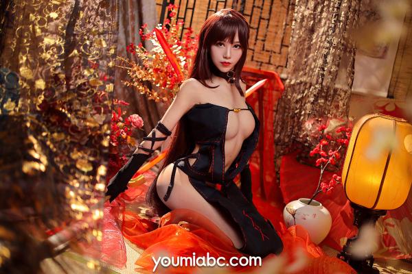 陈若依 抖娘利世  YouMi尤蜜-抖娘利世《虞美人》古风角色扮演写真，极致红黑碰撞，诠释冷艳御姐性感魅力第13张图片