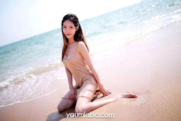 陈若依 抖娘利世  YouMi尤蜜-2020.12.15-抖娘利世-《波西米亚少女》性感海边写真，金色链条裙诱惑，户外礁石唯美大片第16张图片