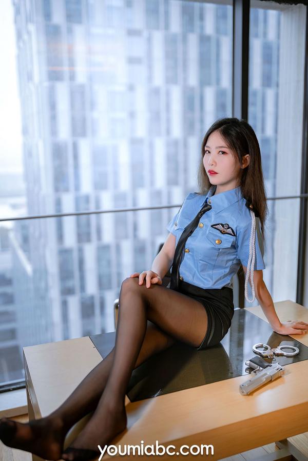 陈若依 抖娘利世  YouMi尤蜜-抖娘利世-制服诱惑系列-黑丝女警角色扮演-性感警花大尺度私房高清写真第6张图片