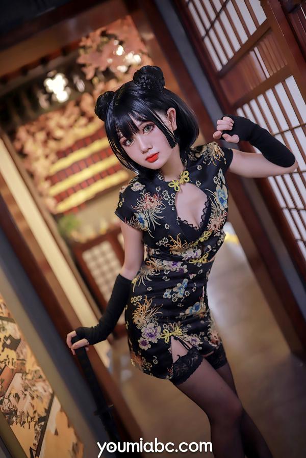 您的蛋蛋   YouMi尤蜜-2020.12.12-您的蛋蛋-《旗袍武士娘》角色扮演性感私房照，改良旗袍与黑丝诱惑，又飒又美第9张图片
