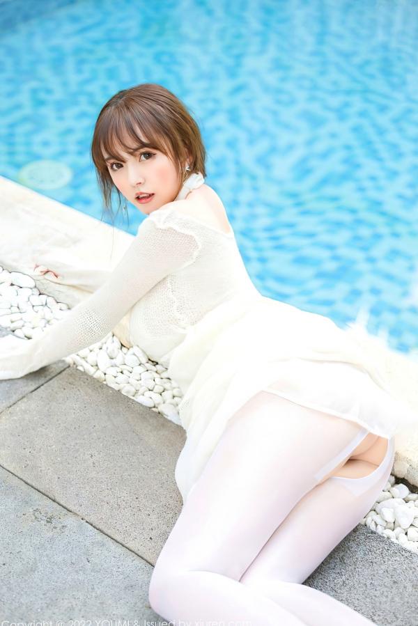 张思允   YouMi尤蜜荟862期：张思允Nice女神，泳池清凉湿身白色连衣裙，极致诱惑私房美图第16张图片