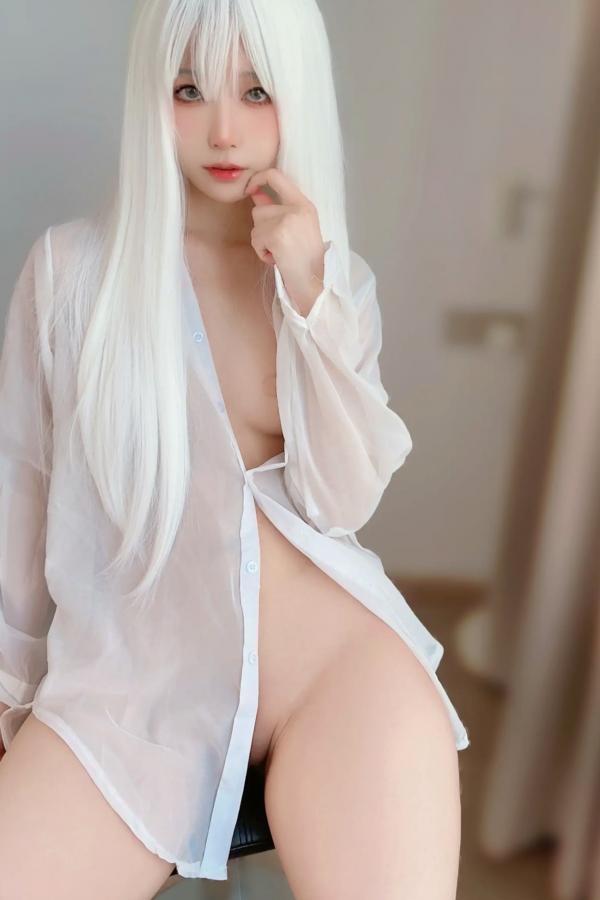 布丁大法  布丁大法《你的白衬衫》家居透视性感私房照 白发尤物大尺度写真第2张图片