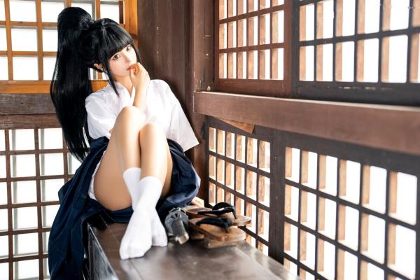 蠢沫沫   蠢沫沫-四月T2订阅2《武》：日系唯美武士刀剑道少女角色扮演，英气和服私房写真第4张图片