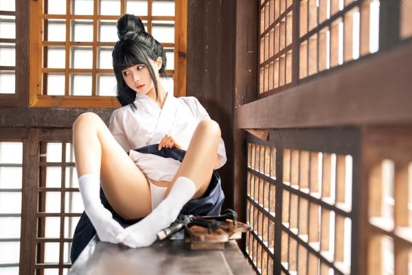 蠢沫沫   蠢沫沫-四月T2订阅2《武》：日系唯美武士刀剑道少女角色扮演，英气和服私房写真第6张图片