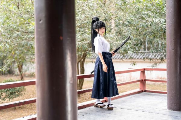 蠢沫沫   蠢沫沫-四月T2订阅2《武》：日系唯美武士刀剑道少女角色扮演，英气和服私房写真第12张图片