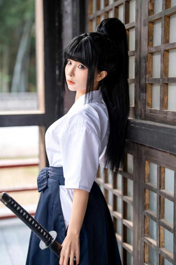 蠢沫沫   蠢沫沫-四月T2订阅2《武》：日系唯美武士刀剑道少女角色扮演，英气和服私房写真第23张图片