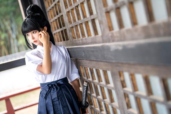 蠢沫沫   蠢沫沫-四月T2订阅2《武》：日系唯美武士刀剑道少女角色扮演，英气和服私房写真第34张图片