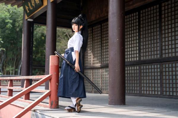 蠢沫沫   蠢沫沫-四月T2订阅2《武》：日系唯美武士刀剑道少女角色扮演，英气和服私房写真第45张图片
