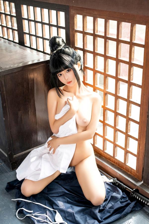 蠢沫沫   蠢沫沫-四月T2订阅2《武》：日系唯美武士刀剑道少女角色扮演，英气和服私房写真第49张图片