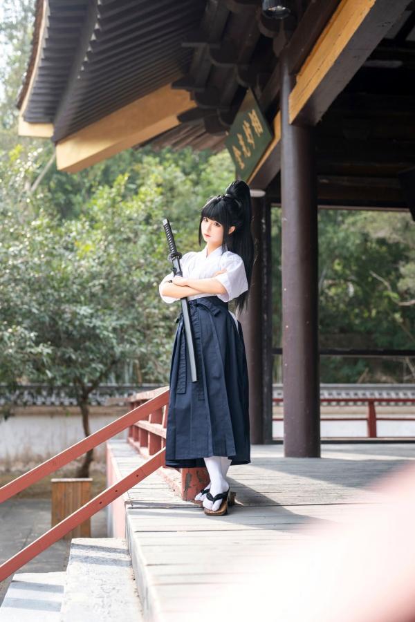 蠢沫沫   蠢沫沫-四月T2订阅2《武》：日系唯美武士刀剑道少女角色扮演，英气和服私房写真第56张图片