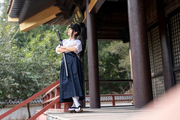 蠢沫沫   蠢沫沫-四月T2订阅2《武》：日系唯美武士刀剑道少女角色扮演，英气和服私房写真第63张图片