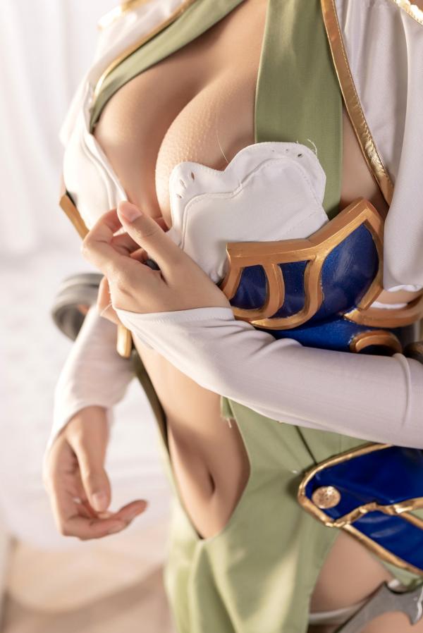 蠢沫沫   蠢沫沫-104-精灵村-第一村人-绝美cosplay奇幻精灵战袍修身性感弓箭手写真第14张图片