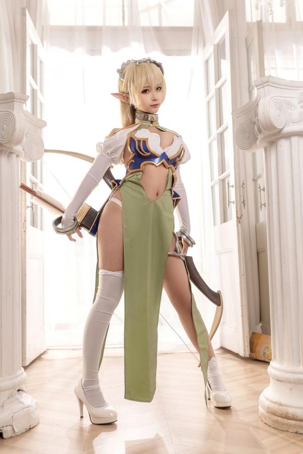 蠢沫沫   蠢沫沫-104-精灵村-第一村人-绝美cosplay奇幻精灵战袍修身性感弓箭手写真第30张图片