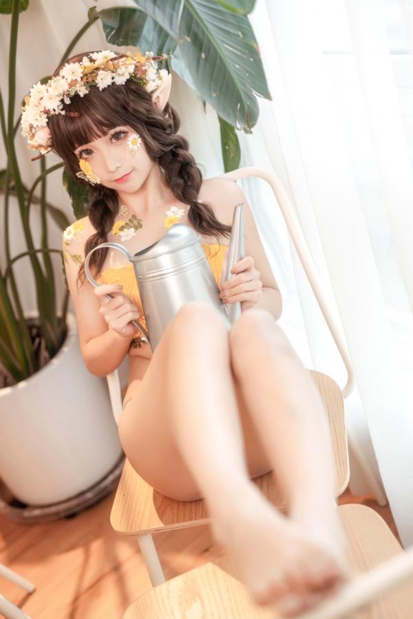 蠢沫沫   蠢沫沫-124-《尖耳国度》花精灵 - 唯美花丛风格，精灵耳造型，私房写真美腿，角色扮演，极致诱惑第18张图片