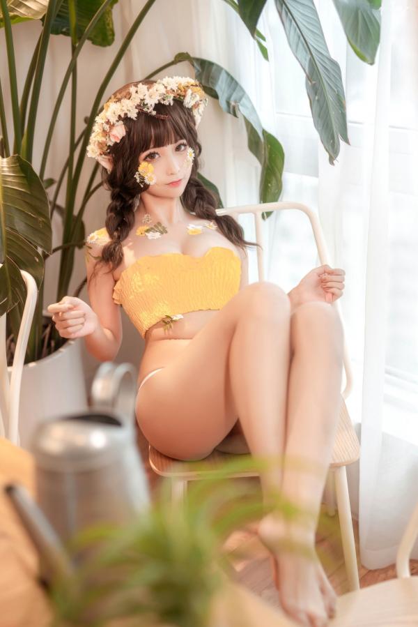 蠢沫沫   蠢沫沫-124-《尖耳国度》花精灵 - 唯美花丛风格，精灵耳造型，私房写真美腿，角色扮演，极致诱惑第21张图片