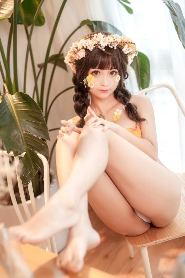 蠢沫沫   蠢沫沫-124-《尖耳国度》花精灵 - 唯美花丛风格，精灵耳造型，私房写真美腿，角色扮演，极致诱惑第24张图片