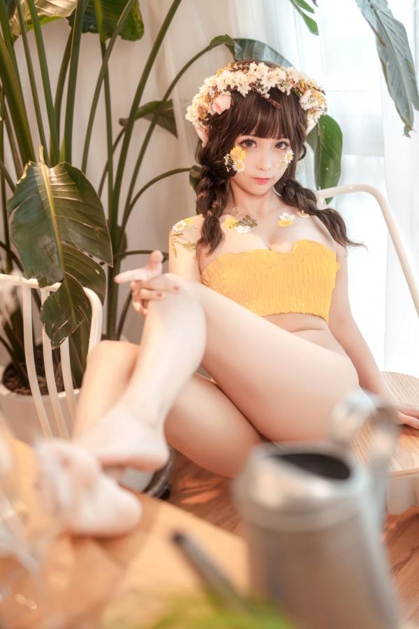 蠢沫沫   蠢沫沫-124-《尖耳国度》花精灵 - 唯美花丛风格，精灵耳造型，私房写真美腿，角色扮演，极致诱惑第26张图片