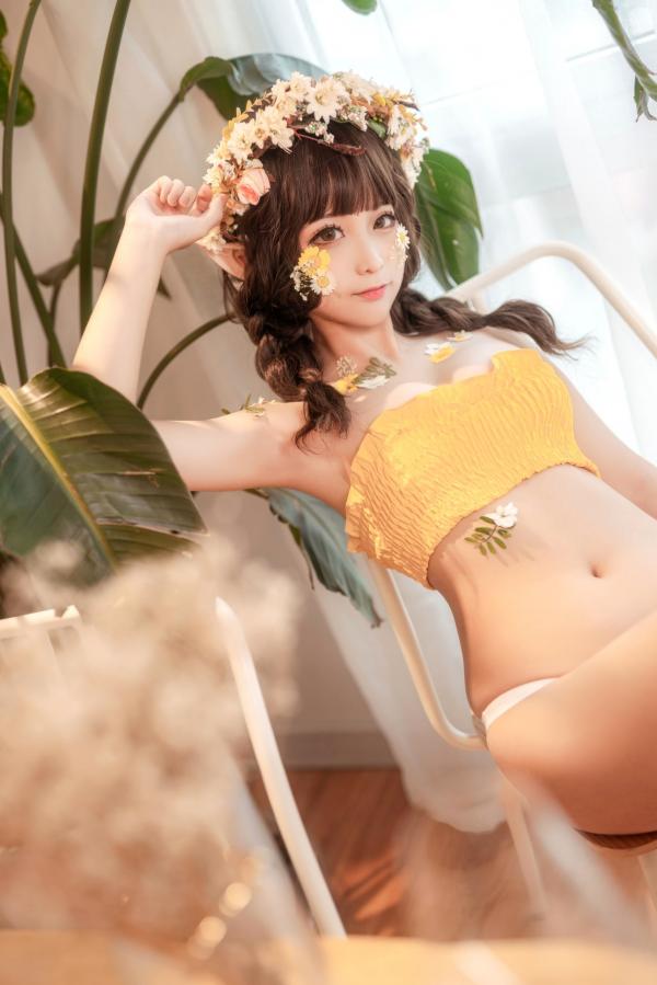 蠢沫沫   蠢沫沫-124-《尖耳国度》花精灵 - 唯美花丛风格，精灵耳造型，私房写真美腿，角色扮演，极致诱惑第27张图片