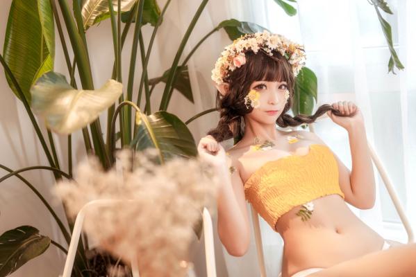 蠢沫沫   蠢沫沫-124-《尖耳国度》花精灵 - 唯美花丛风格，精灵耳造型，私房写真美腿，角色扮演，极致诱惑第29张图片