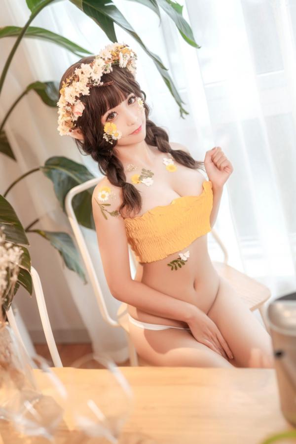 蠢沫沫   蠢沫沫-124-《尖耳国度》花精灵 - 唯美花丛风格，精灵耳造型，私房写真美腿，角色扮演，极致诱惑第31张图片