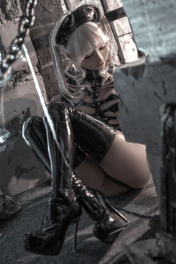 蠢沫沫   蠢沫沫-145-生日福利：暗黑哥特风漆皮兔女郎，冷艳cosplay诱惑写真第9张图片