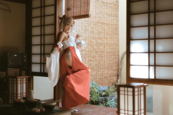 蠢沫沫   蠢沫沫-132-可畏巫女造型：绝美二次元少女，精致和风私房，令人心动的纯欲魅力第16张图片