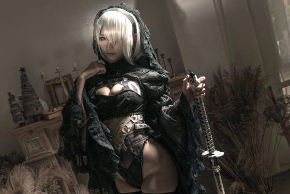 蠢沫沫   《蠢沫沫-099-尼尔纪元-黑花嫁》高颜值网红Cosplay角色扮演，性感暗黑婚纱丝袜诱惑，极致冷艳御姐范第7张图片