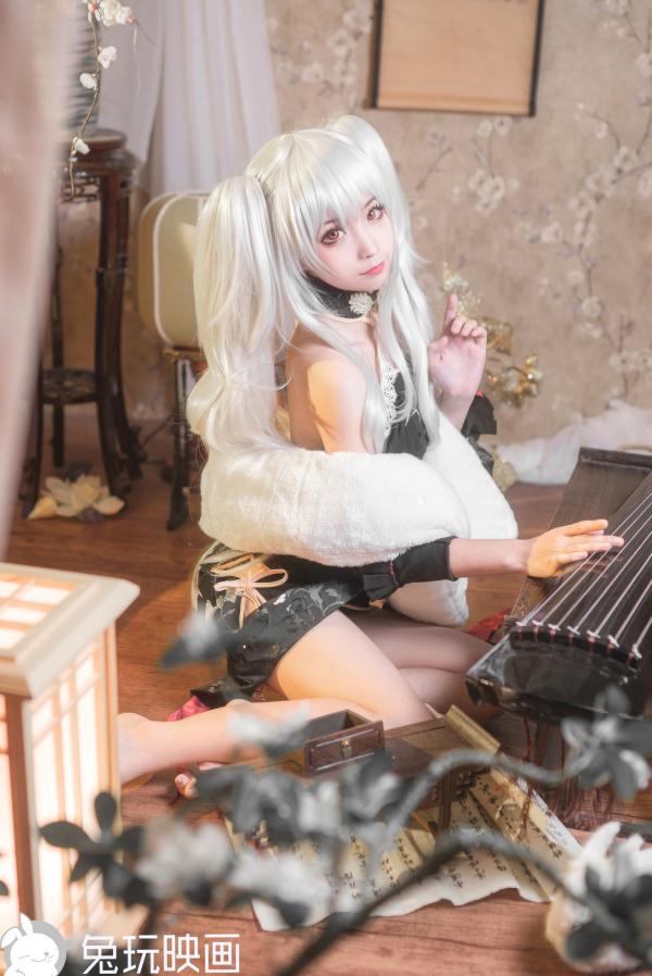 蠢沫沫   蠢沫沫-092-旗袍萝莉cosplay，银发古典古琴私房写真，性感与清纯碰撞的诱人尤物第4张图片