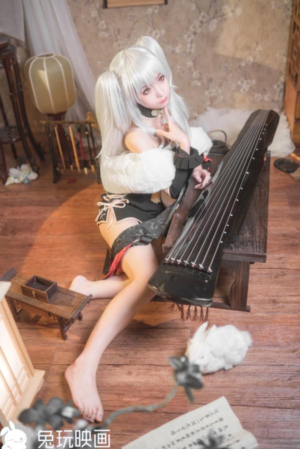 蠢沫沫   蠢沫沫-092-旗袍萝莉cosplay，银发古典古琴私房写真，性感与清纯碰撞的诱人尤物第34张图片