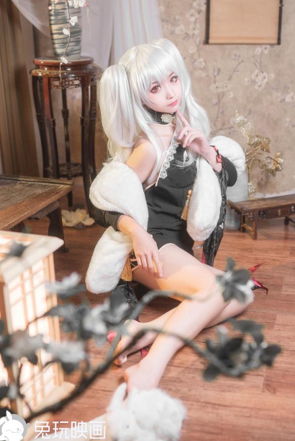 蠢沫沫   蠢沫沫-092-旗袍萝莉cosplay，银发古典古琴私房写真，性感与清纯碰撞的诱人尤物第35张图片